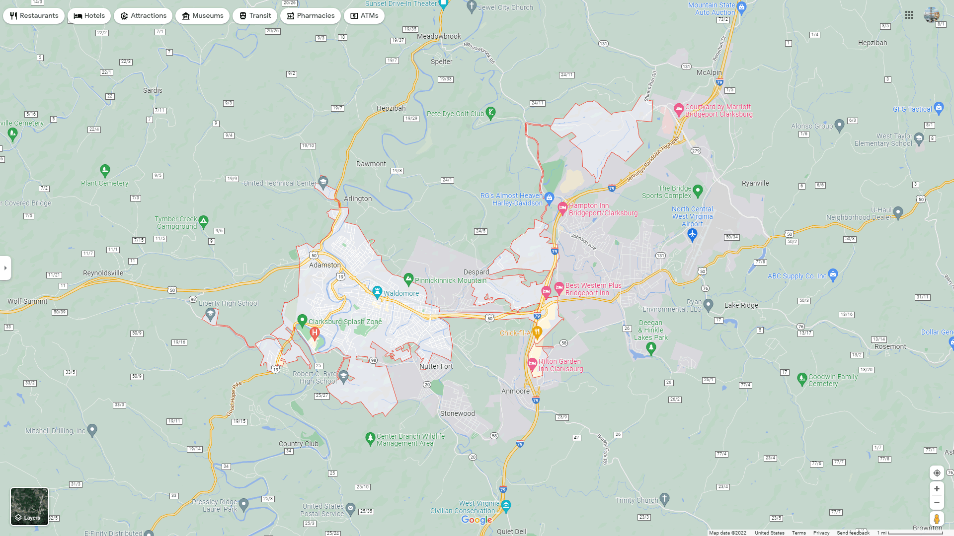 Clarksburg West Virginia Map